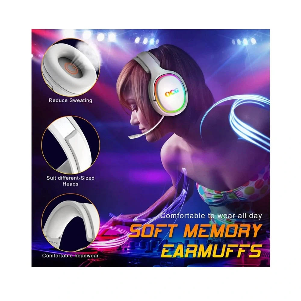 Gaming Headsets 2.4GHz Bluetooth Wireless Gaming Headphones for PS5 PS4 PC